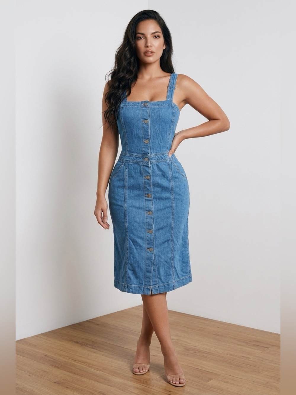 Levi’s Blue Denim Button-Front Midi Dress